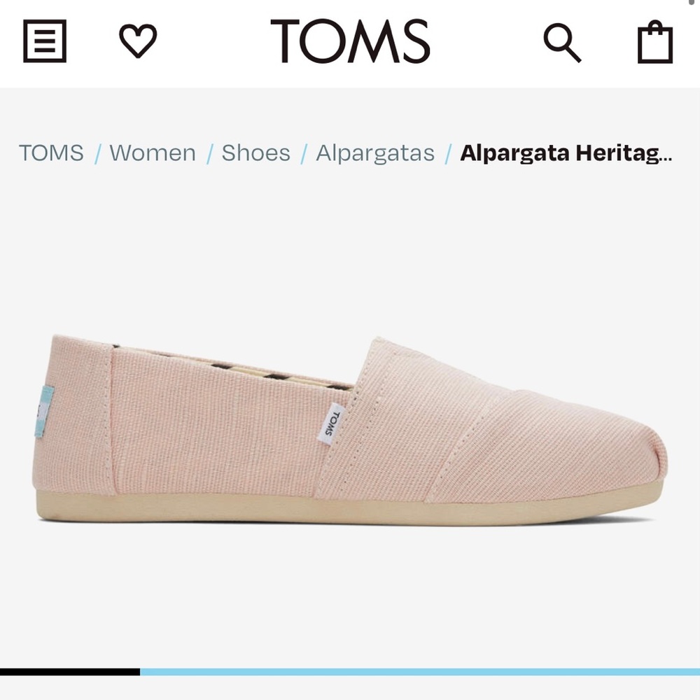 Toms Women’s Size 7 Alpargata Chalky Pink Heritage Canvas